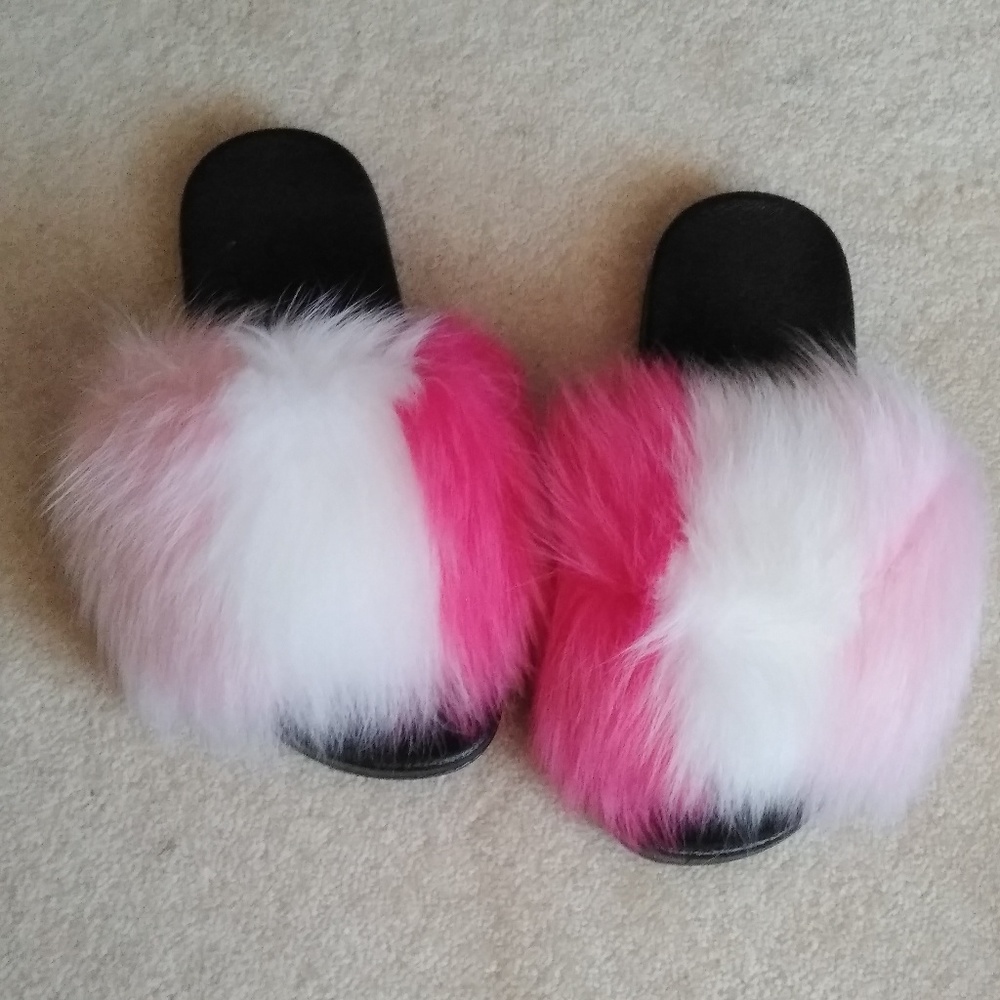 Fluffy Fur Slides Sz 8/8.5